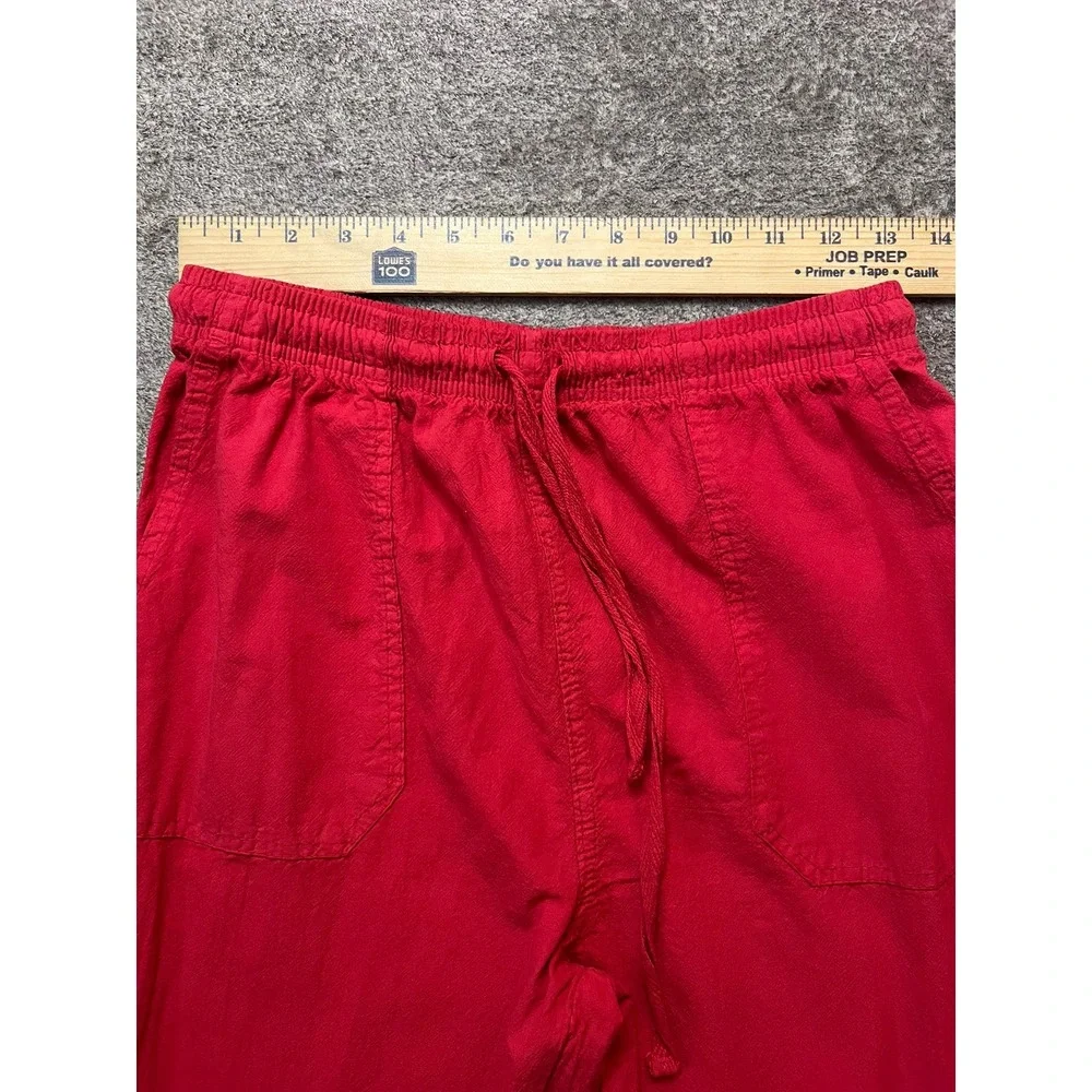 Vintage Ragtop USA Red Cotton Drawstring Pants Y2K Women Small